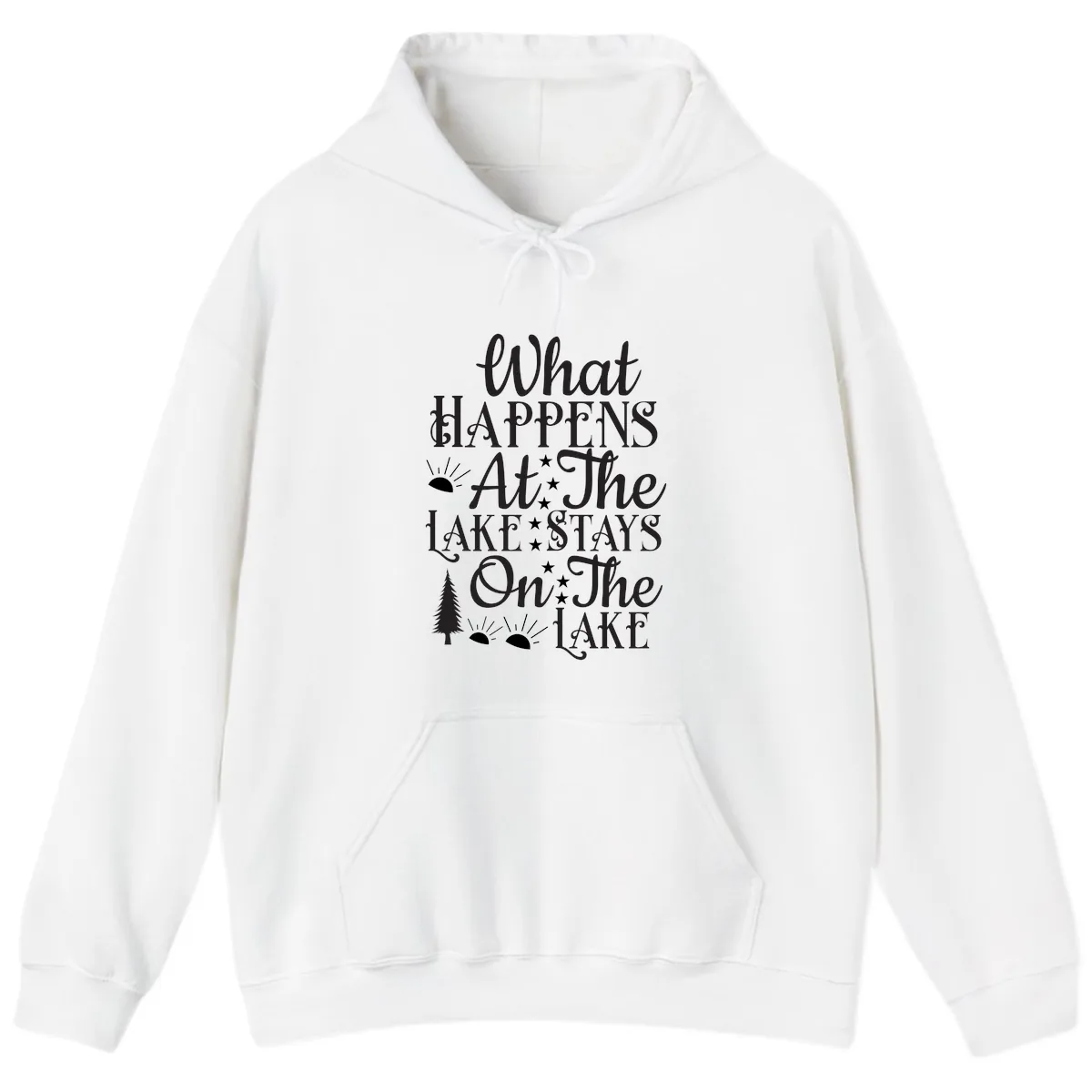 What Happens At The Lake Hoodie in White