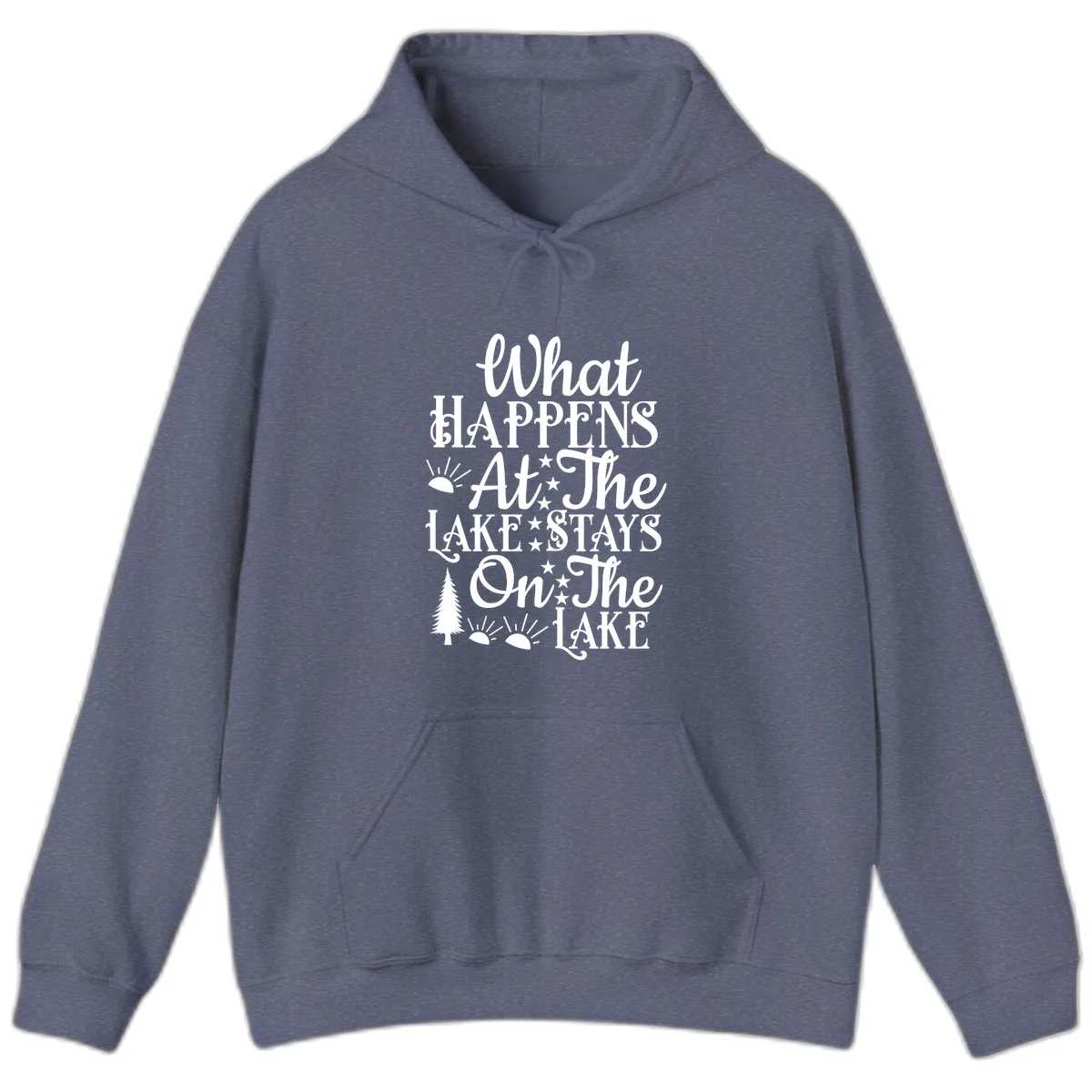 What Happens At The Lake Hoodie in Heather Navy