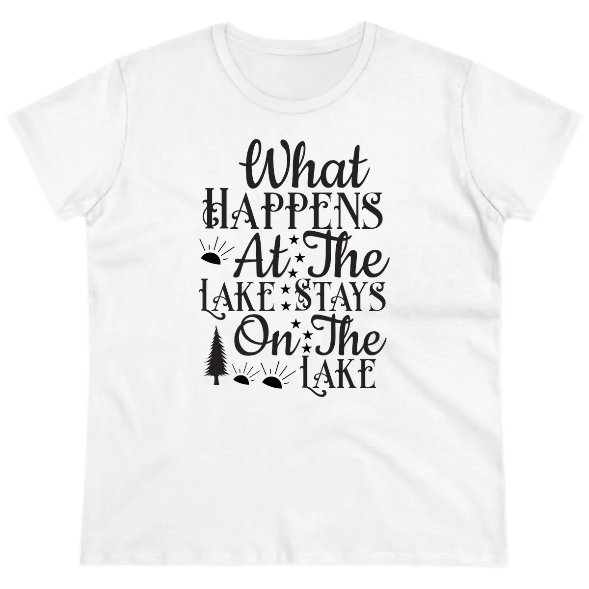 What Happens At The Lake Ladies Tee in White