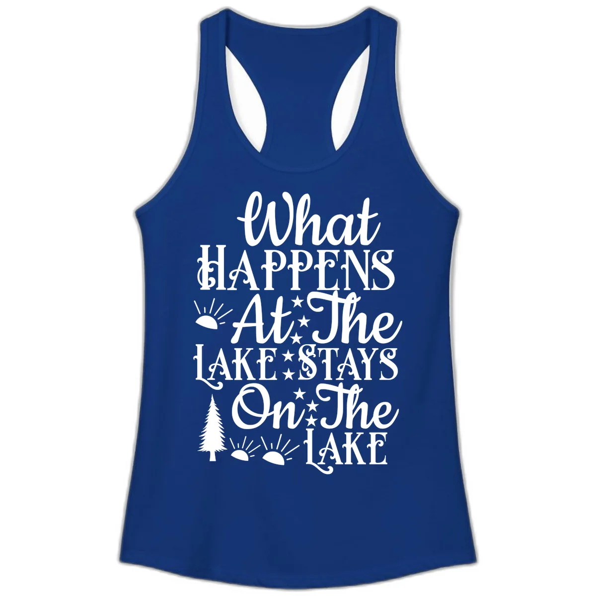 What Happens At The Lake Ladies Tank in Solid Royal
