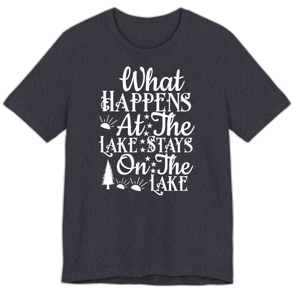 What Happens At The Lake Premium T-Shirt in Heather Navy