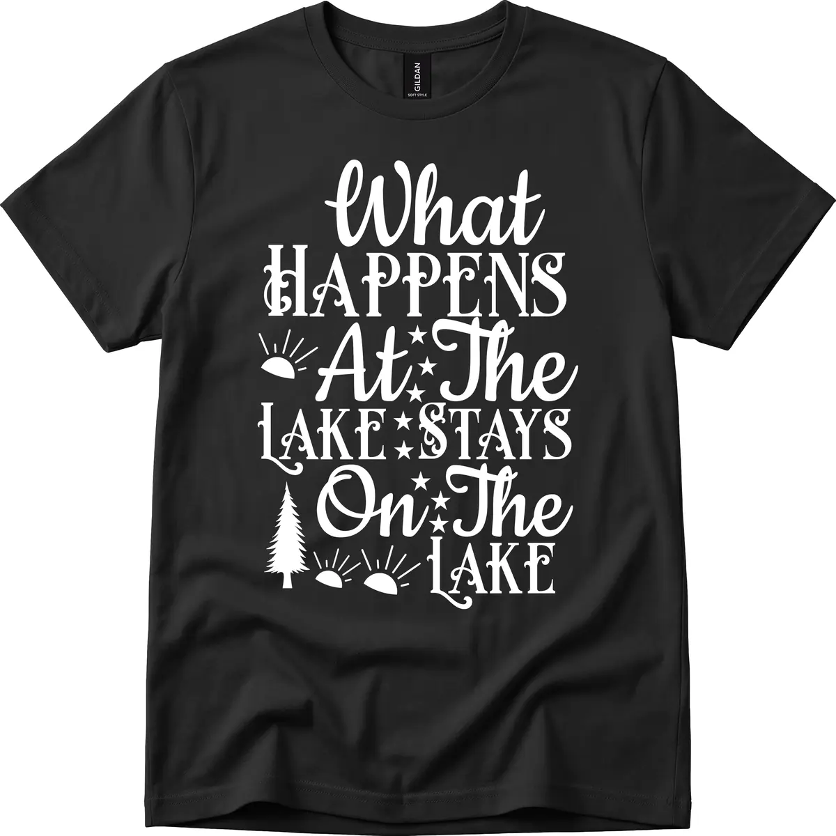 What Happens At The Lake T-Shirt in Black