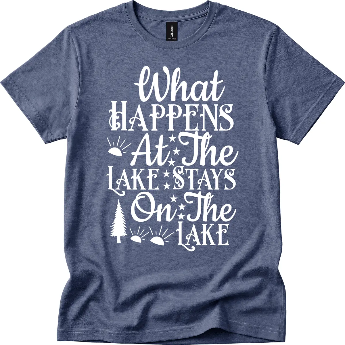 What Happens At The Lake T-Shirt in Heather Navy