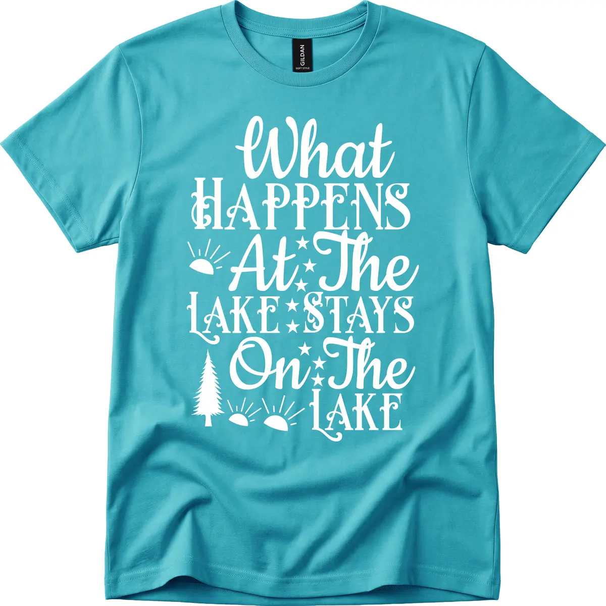 What Happens At The Lake T-Shirt in Tropical Blue