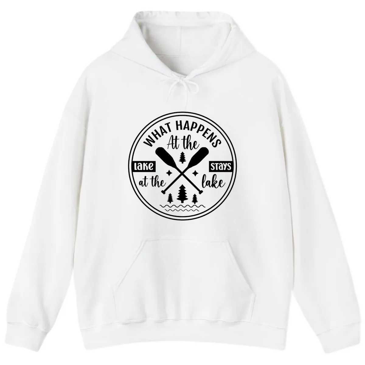 What Happens At The Lake Stays At The Lake Design Hoodie in White