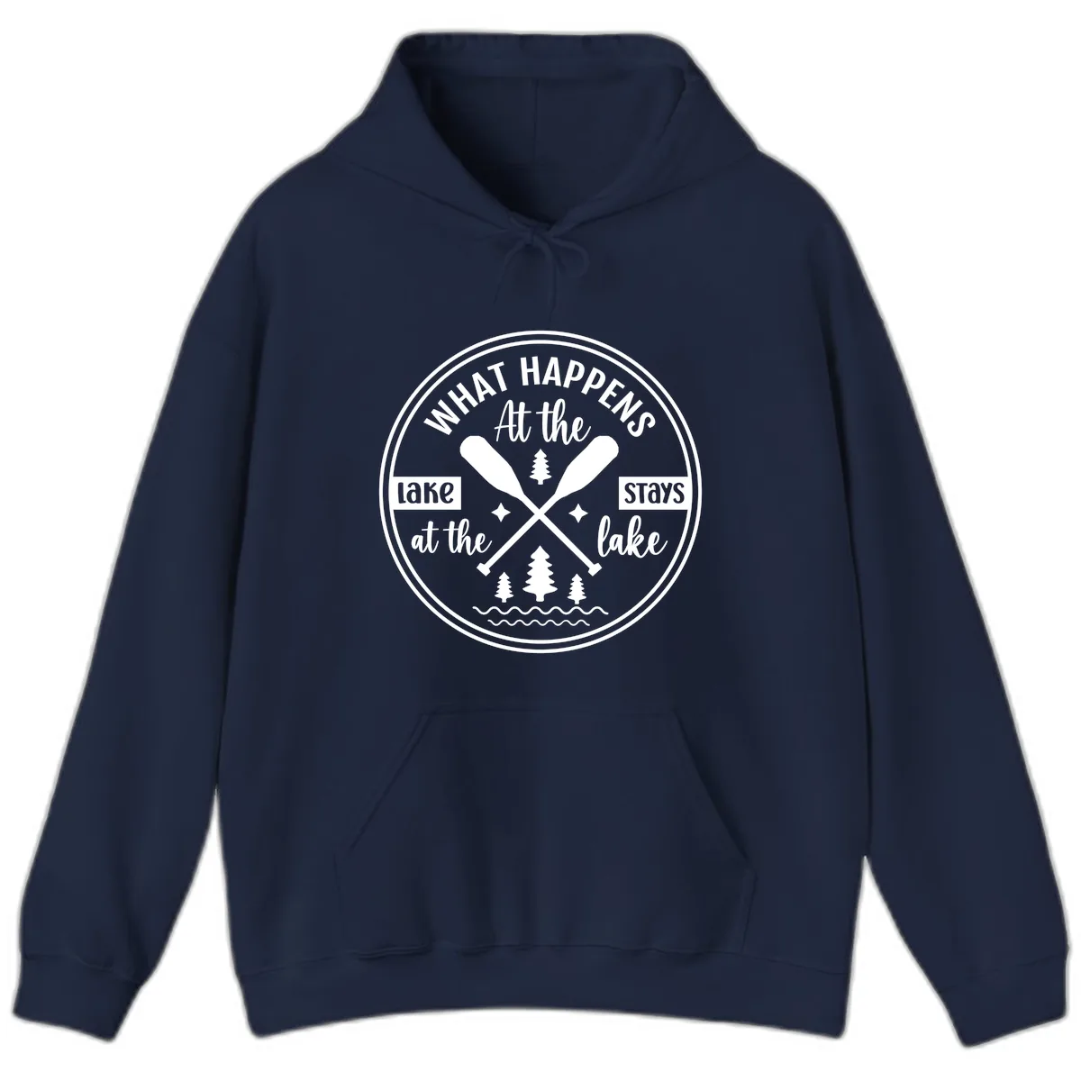 What Happens At The Lake Stays At The Lake Design Hoodie in Navy