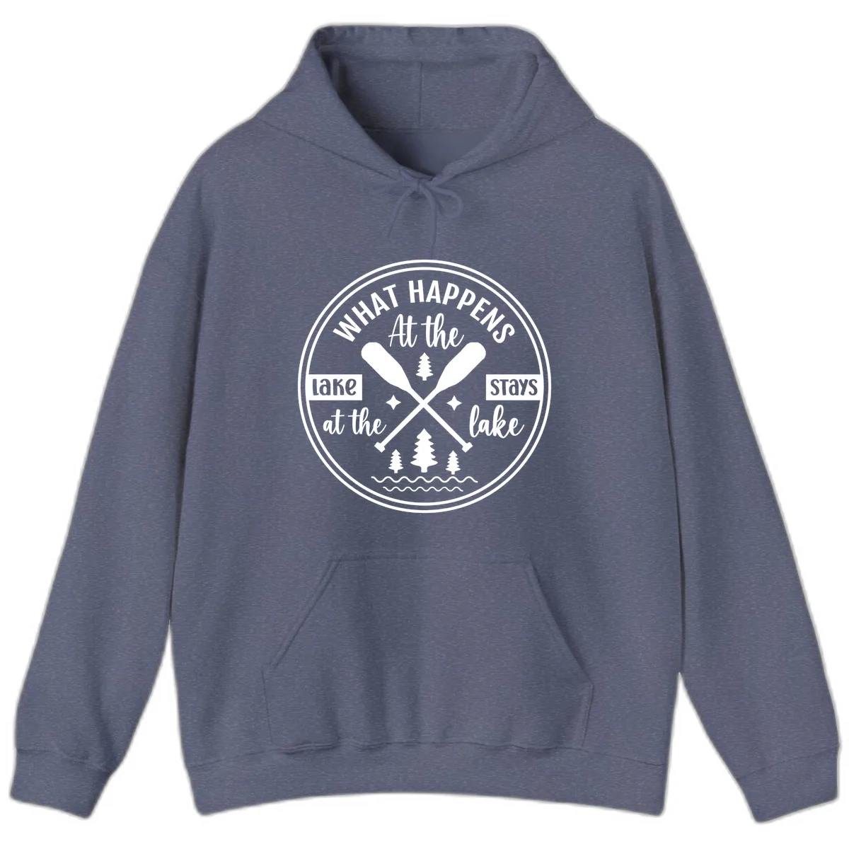 What Happens At The Lake Stays At The Lake Design Hoodie in Heather Navy