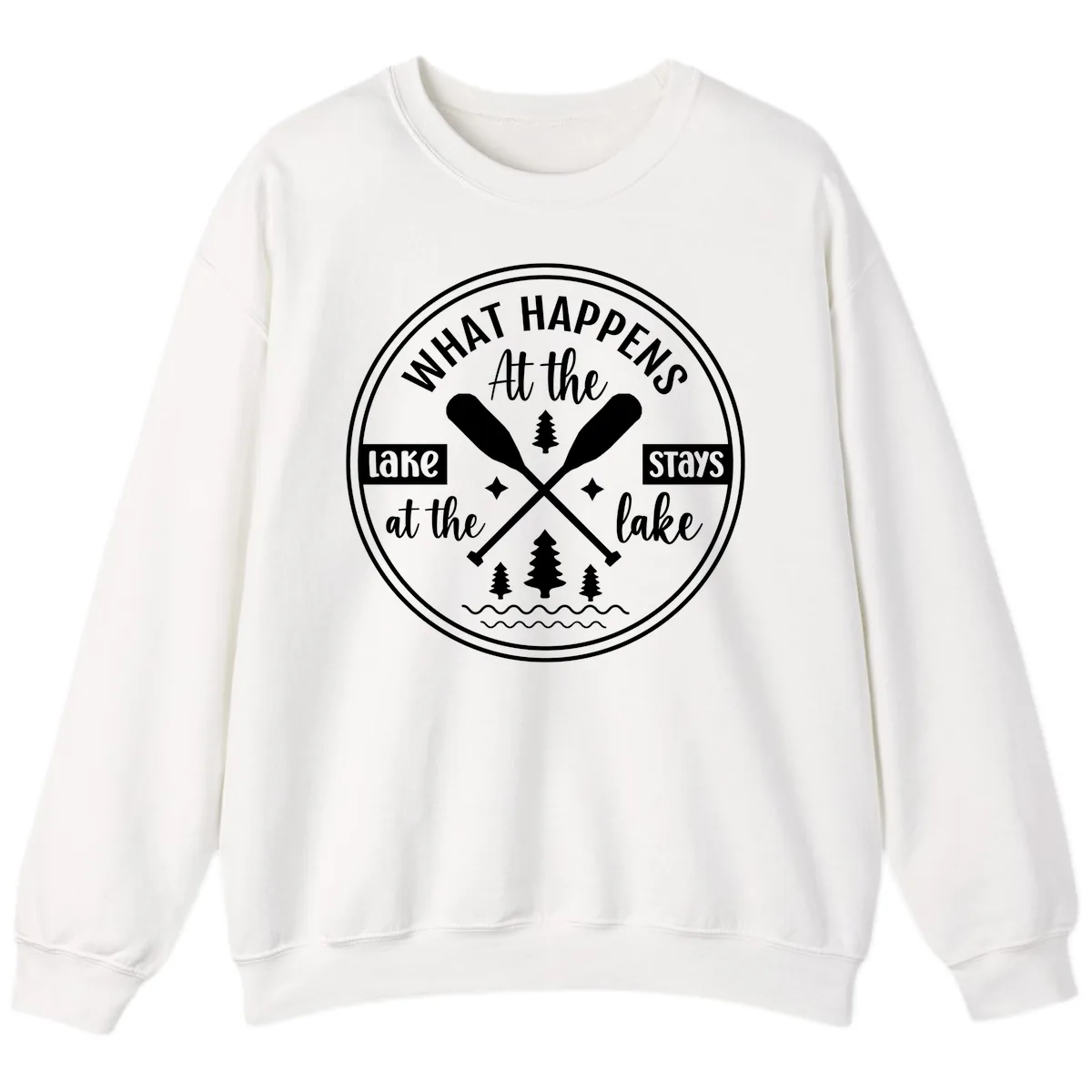 What Happens At The Lake Stays At The Lake Design Sweatshirt in White