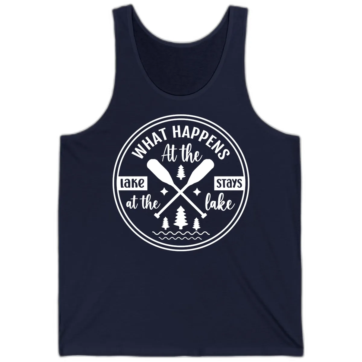 What Happens At The Lake Stays At The Lake Design Tank in Navy
