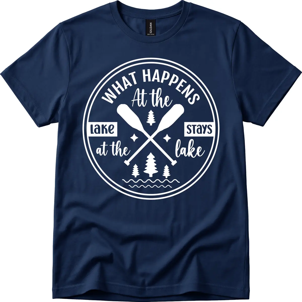What Happens At The Lake Stays At The Lake Design T-Shirt in Navy