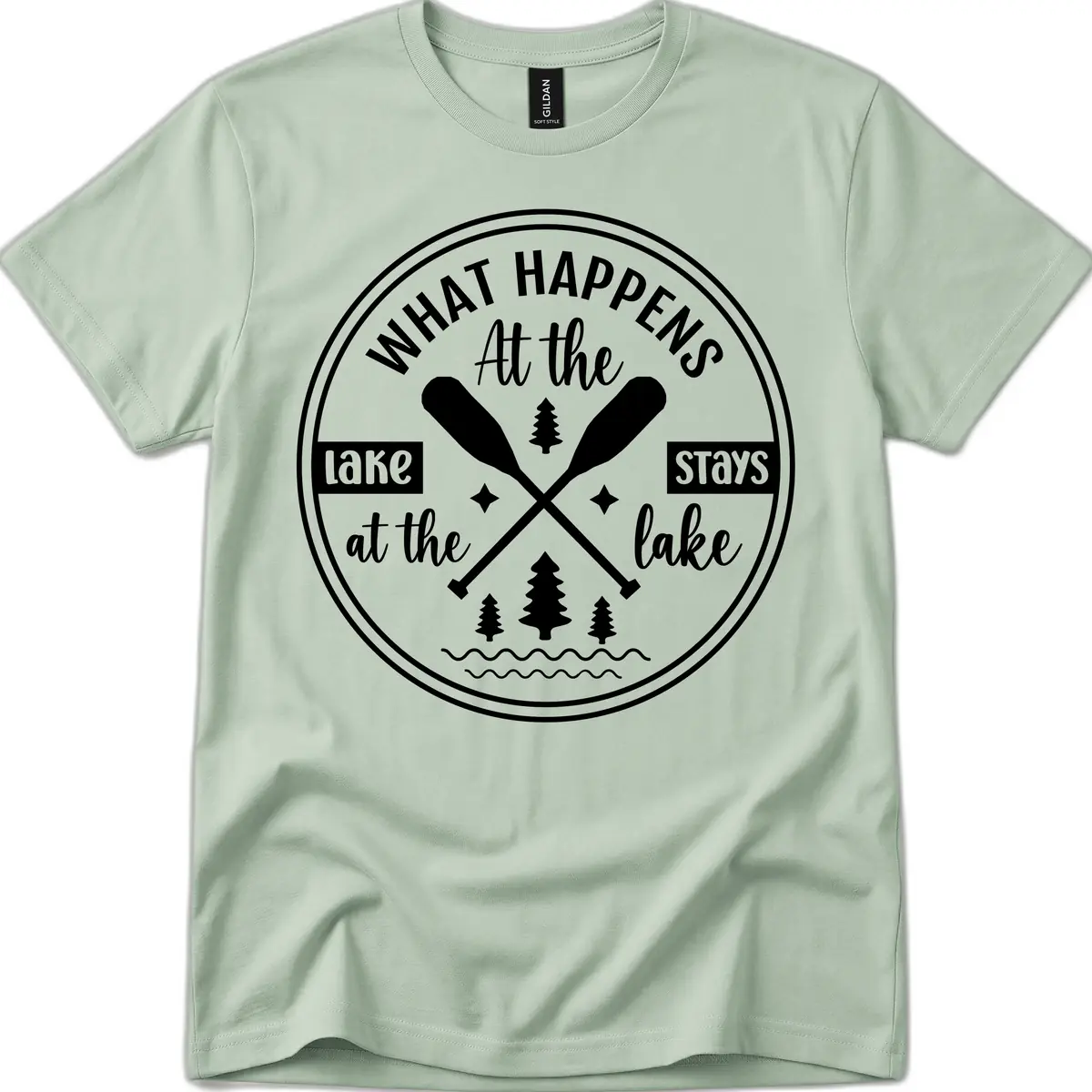 What Happens At The Lake Stays At The Lake Design T-Shirt in Sage
