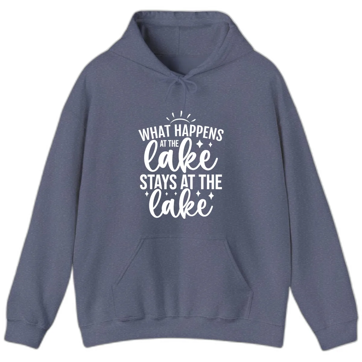 What Happens At The Lake Stays At The Lake Hoodie in Heather Navy