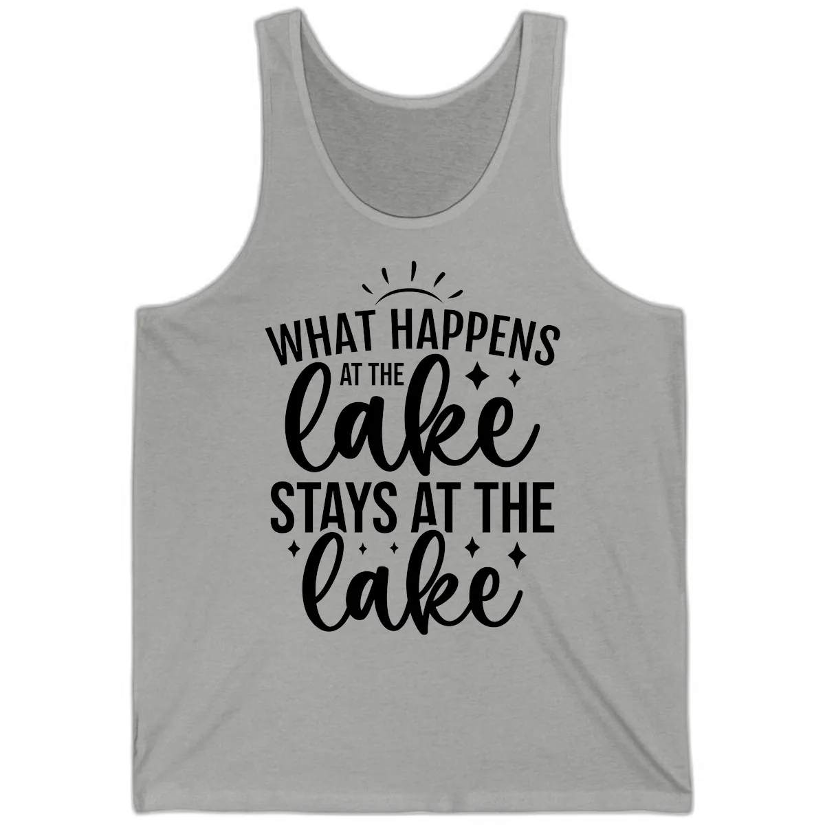 What Happens At The Lake Stays At The Lake Tank in Athletic Heather