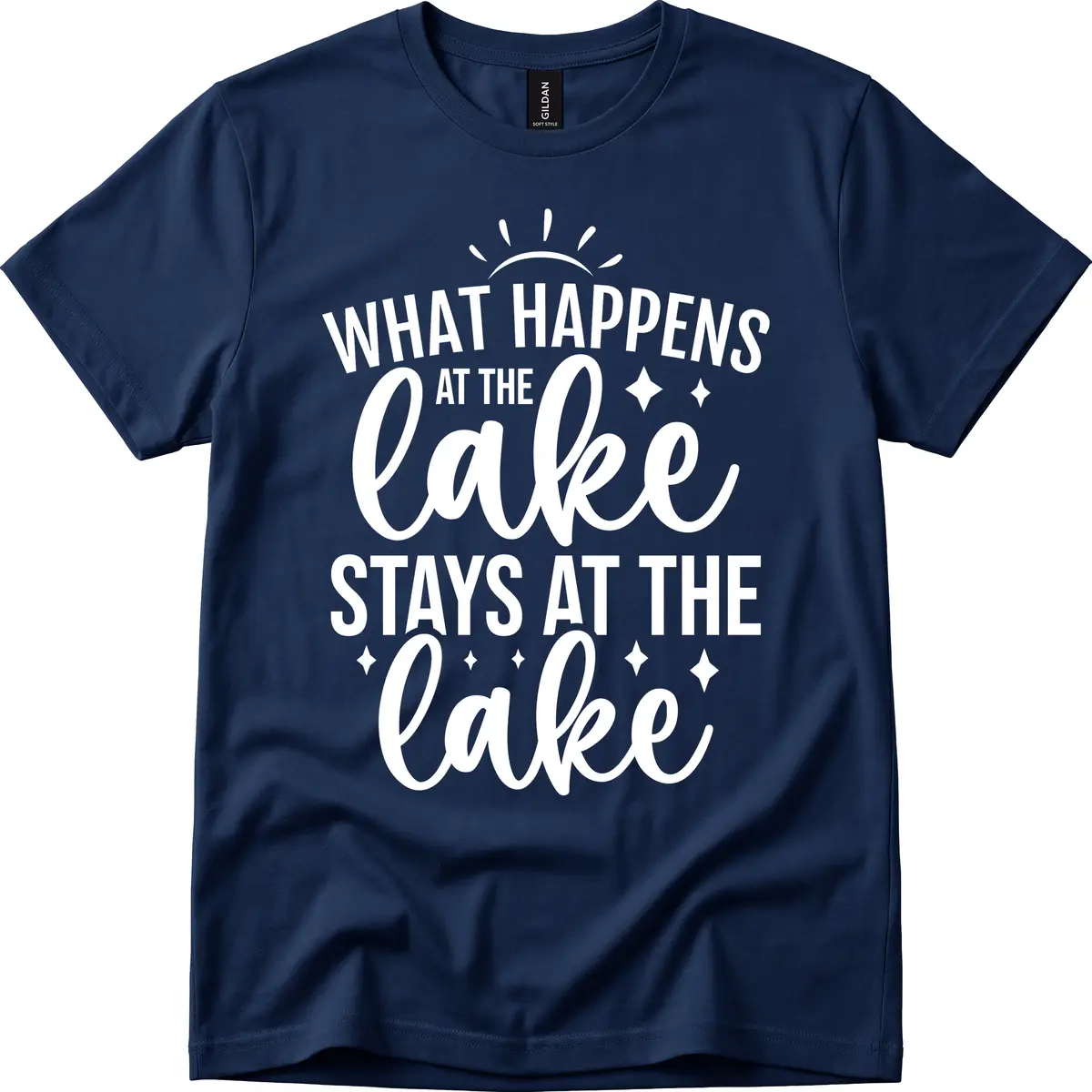 What Happens At The Lake Stays At The Lake T-Shirt in Navy