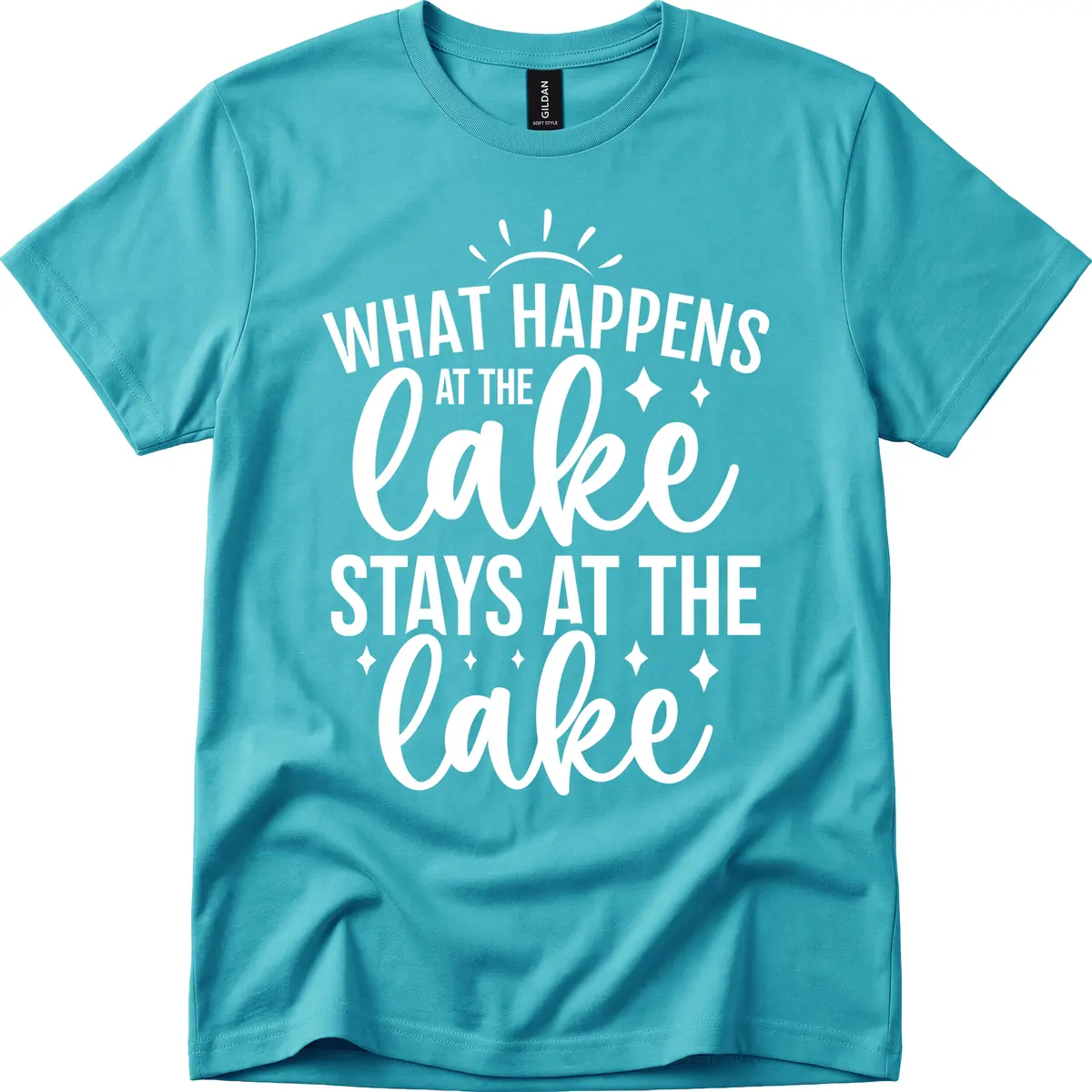 What Happens At The Lake Stays At The Lake T-Shirt in Tropical Blue