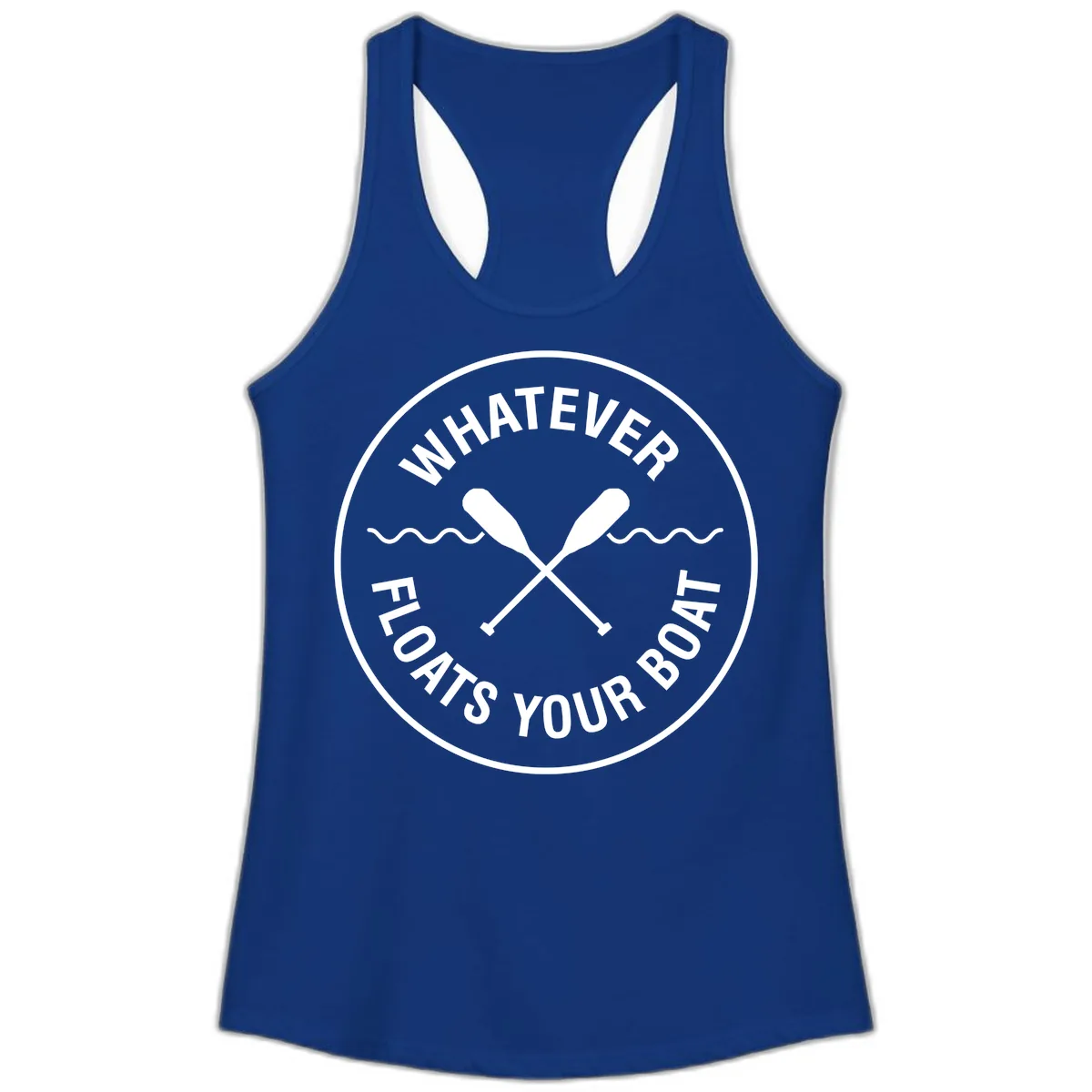 Whatever Floats Your Boat Design Ladies Tank in Solid Royal