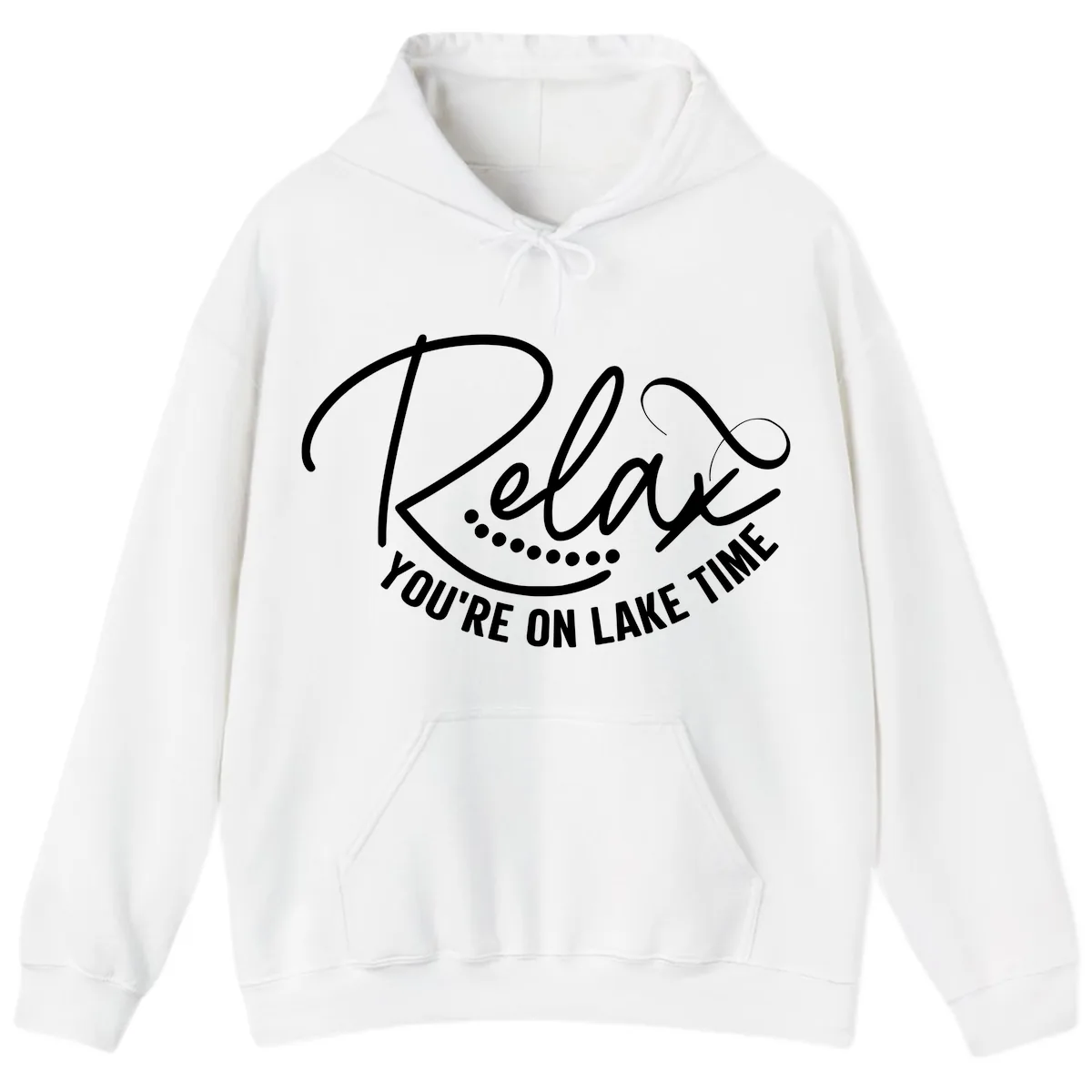 Relax You're On Lake Time Design Hoodie in White