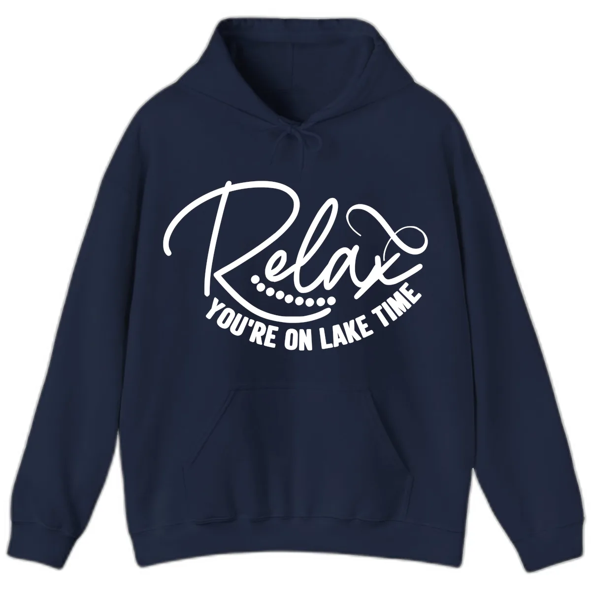Relax You're On Lake Time Design Hoodie in Navy