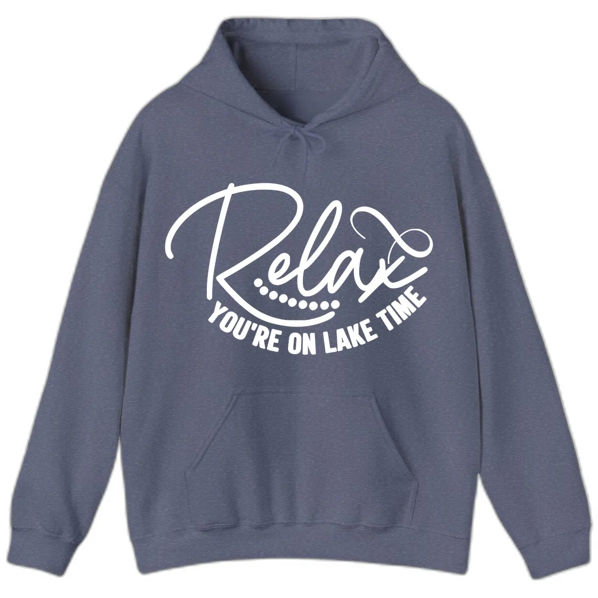Relax You're On Lake Time Design Hoodie in Heather Navy