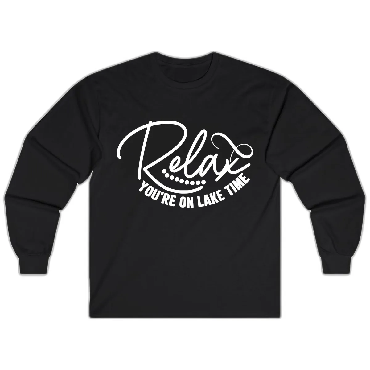 Relax You're On Lake Time Design Long Sleeve in Black