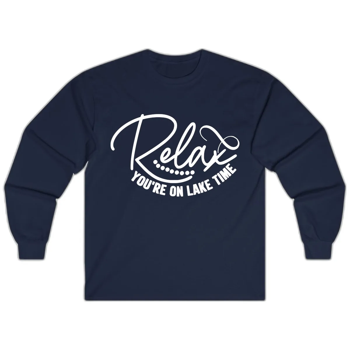 Relax You're On Lake Time Design Long Sleeve in Navy