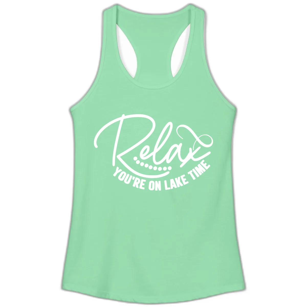 Relax You're On Lake Time Design Ladies Tank in Solid Mint