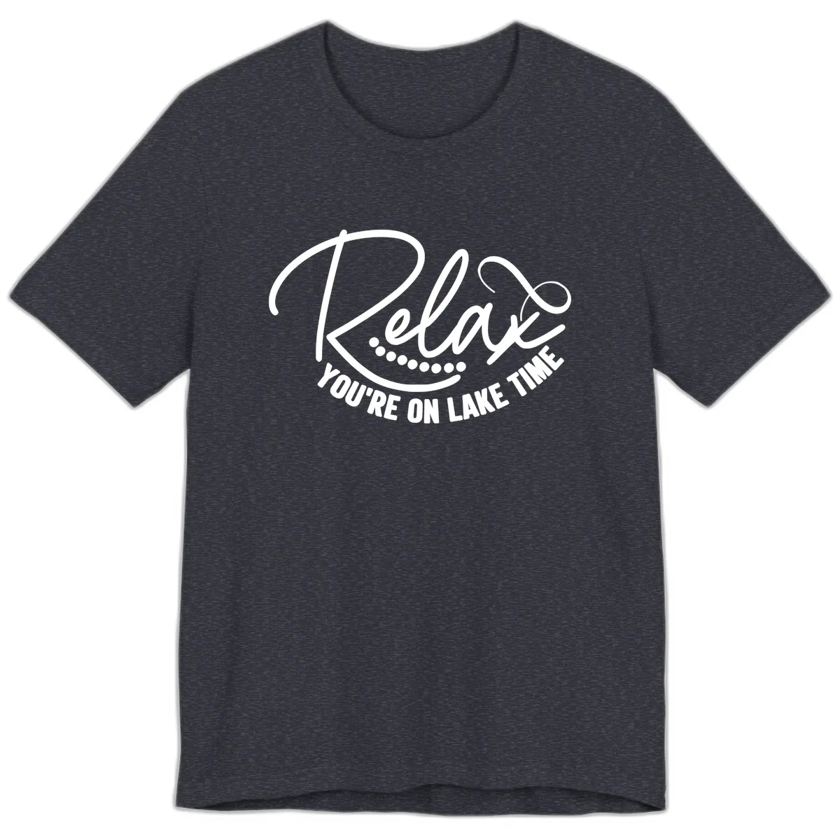 Relax You're On Lake Time Design Premium T-Shirt in Heather Navy