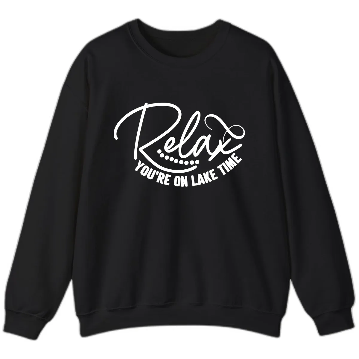 Relax You're On Lake Time Design Sweatshirt in Black
