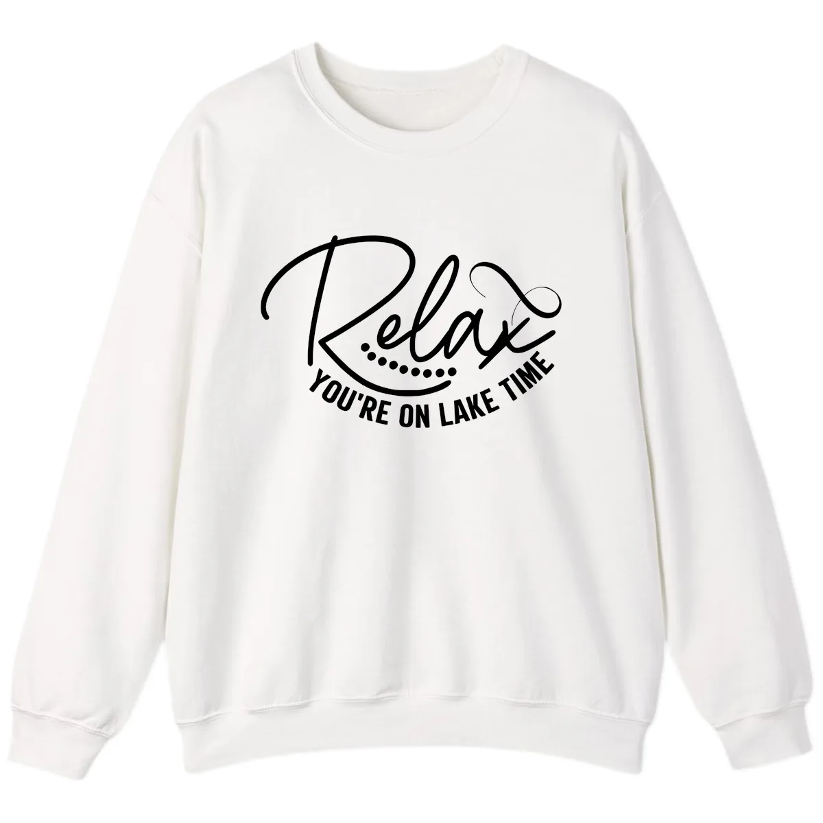 Relax You're On Lake Time Design Sweatshirt in White