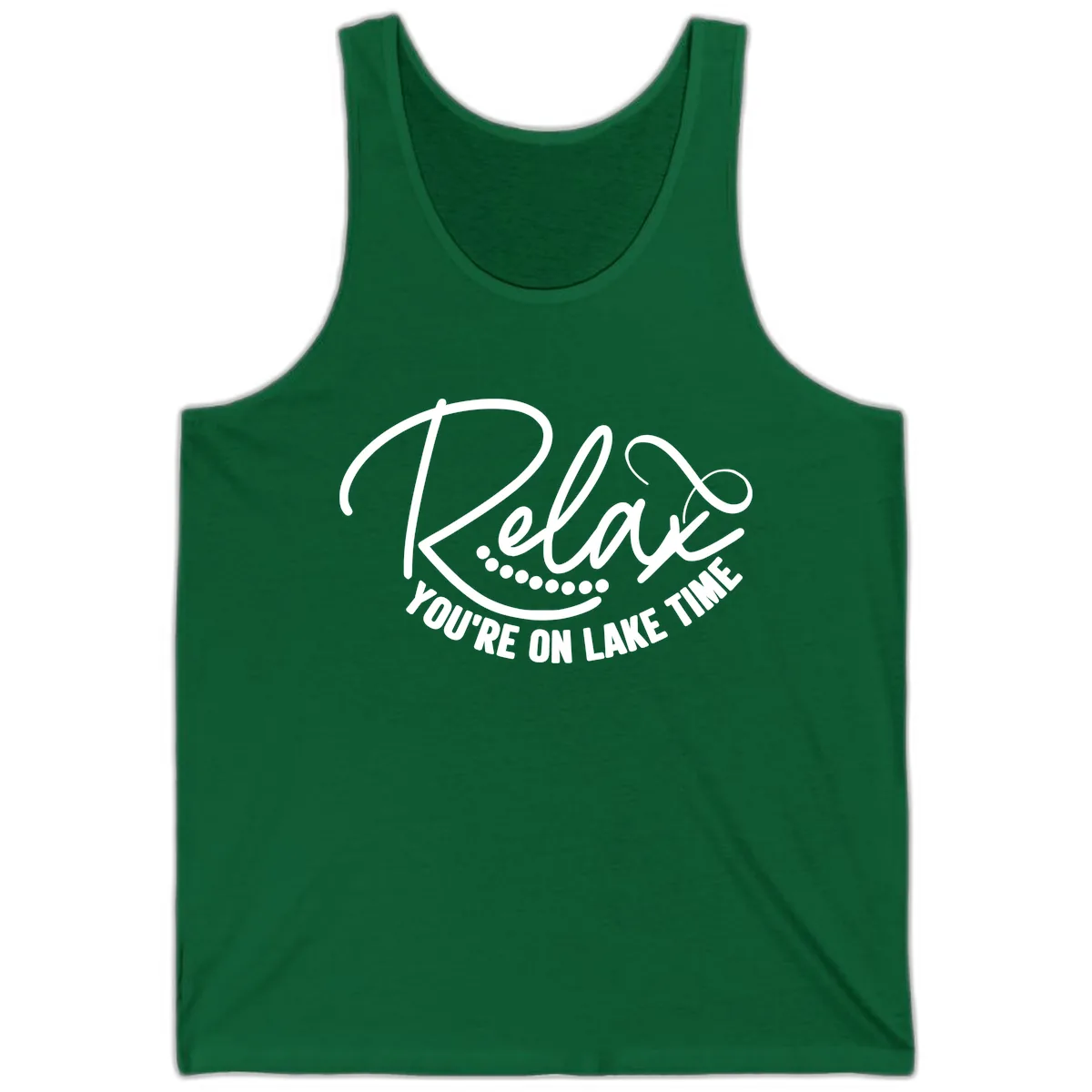Relax You're On Lake Time Design Tank in Kelly