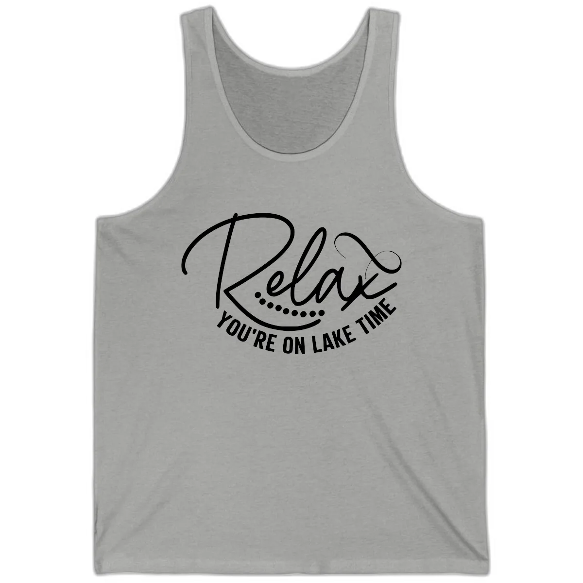 Relax You're On Lake Time Design Tank in Athletic Heather