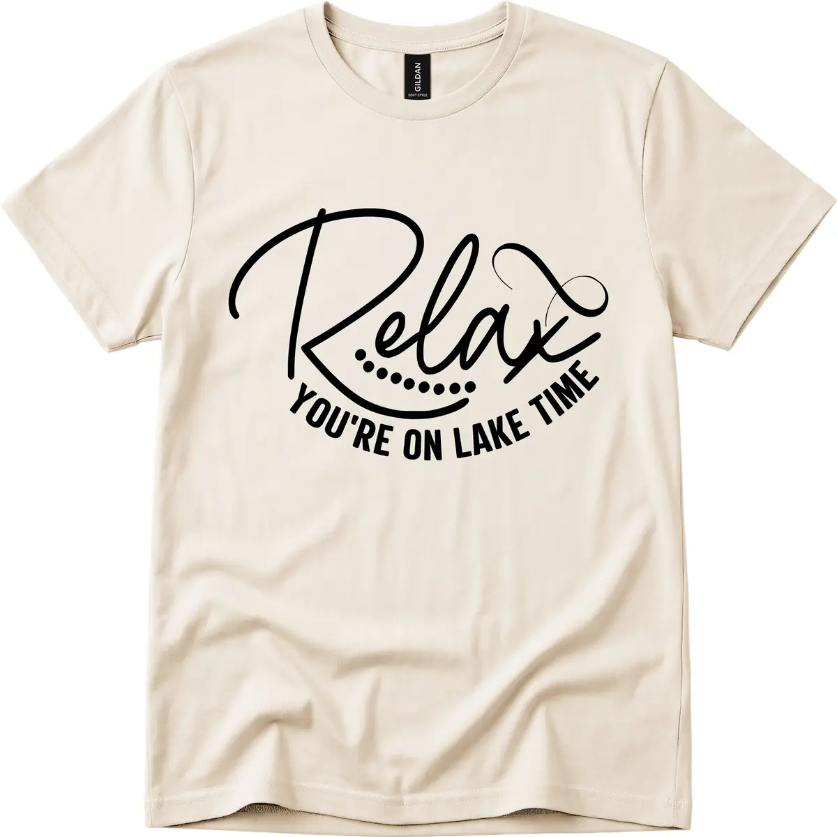 Relax You're On Lake Time Design T-Shirt in Natural