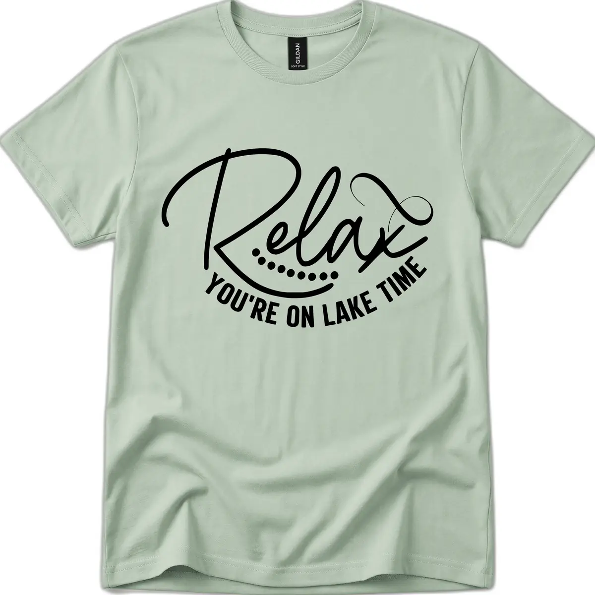 Relax You're On Lake Time Design T-Shirt in Sage