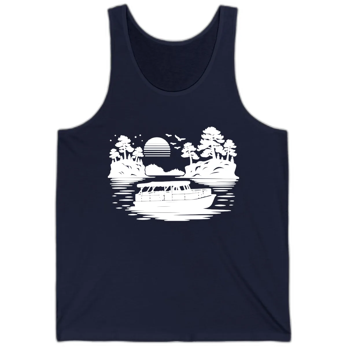 Pontoon Boat Scenic Sunset Tank in Navy