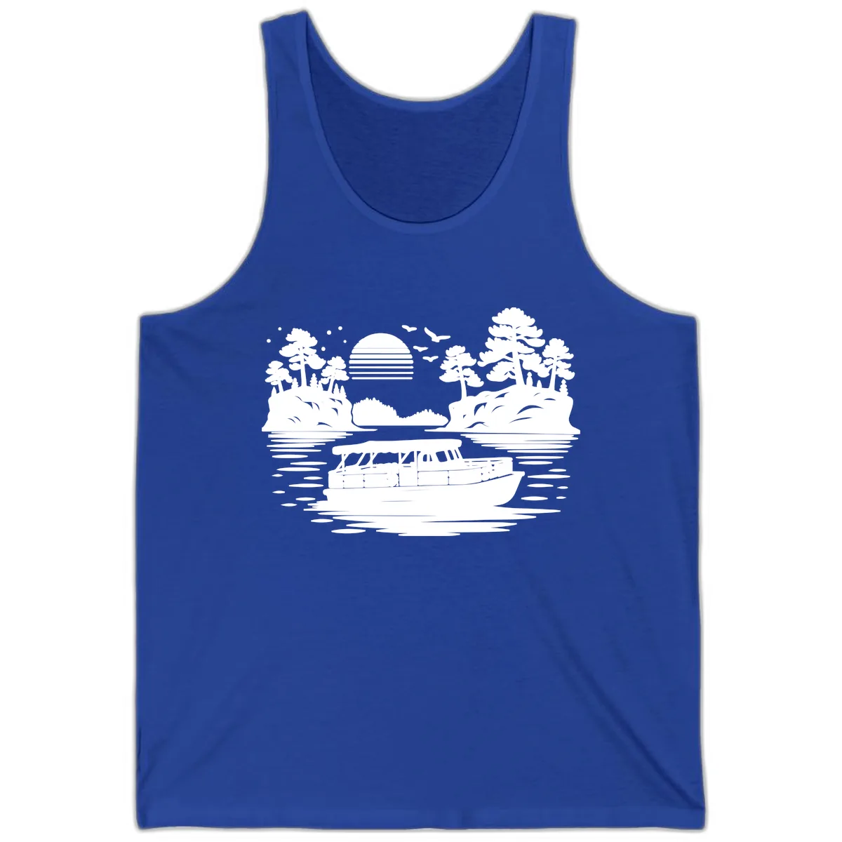 Pontoon Boat Scenic Sunset Tank in True Royal