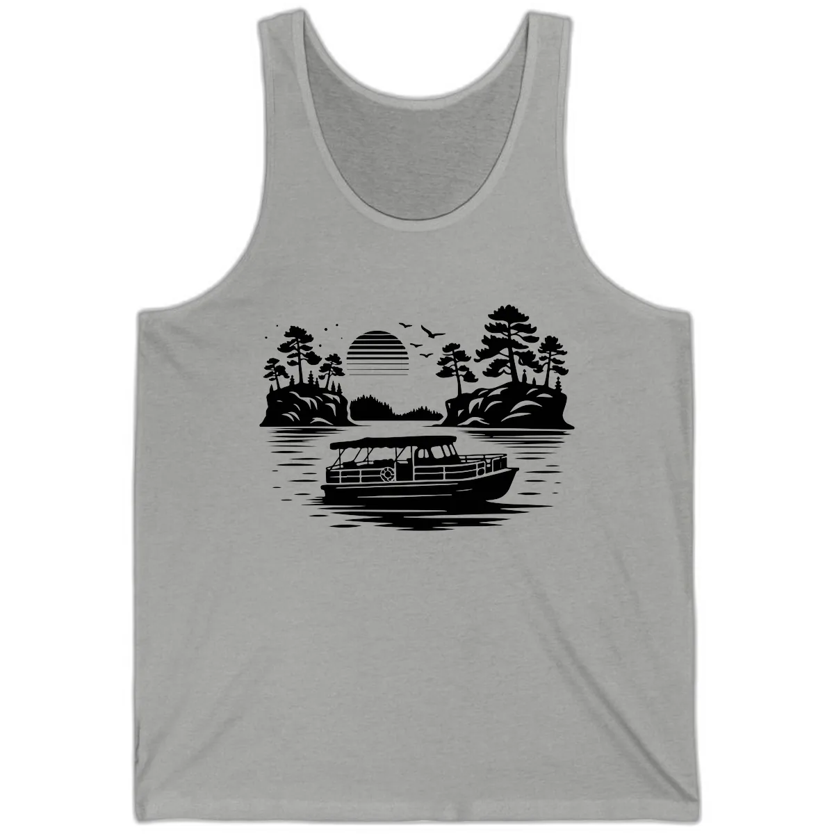 Pontoon Boat Scenic Sunset Tank in Athletic Heather