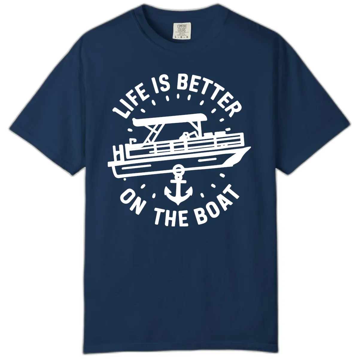Life Is Better On The Boat Design Comfort Color in Navy