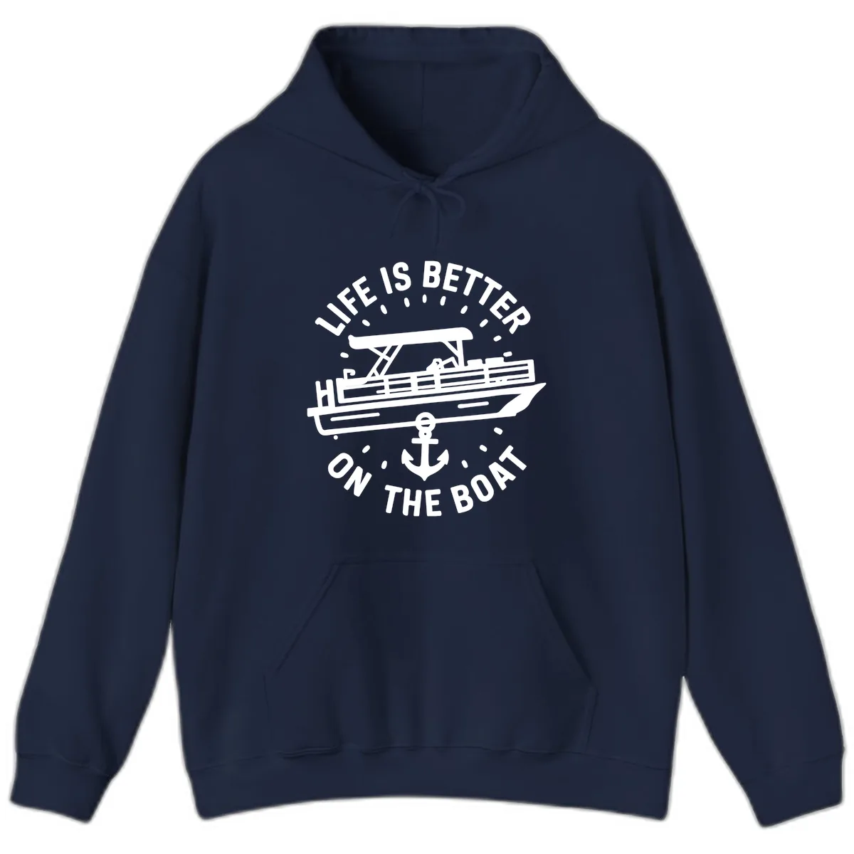 Life Is Better On The Boat Design Hoodie in Navy