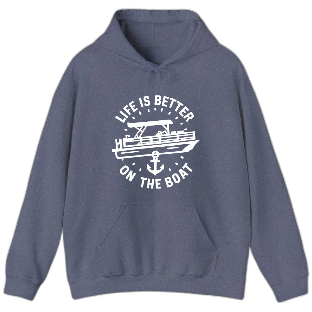 Life Is Better On The Boat Design Hoodie in Heather Navy