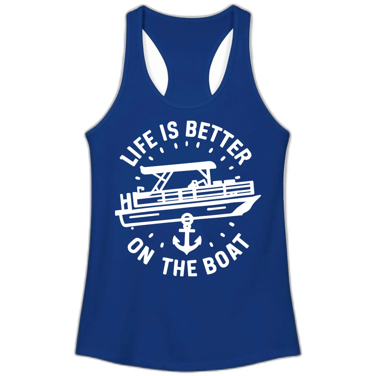 Life Is Better On The Boat Design Ladies Tank in Solid Royal
