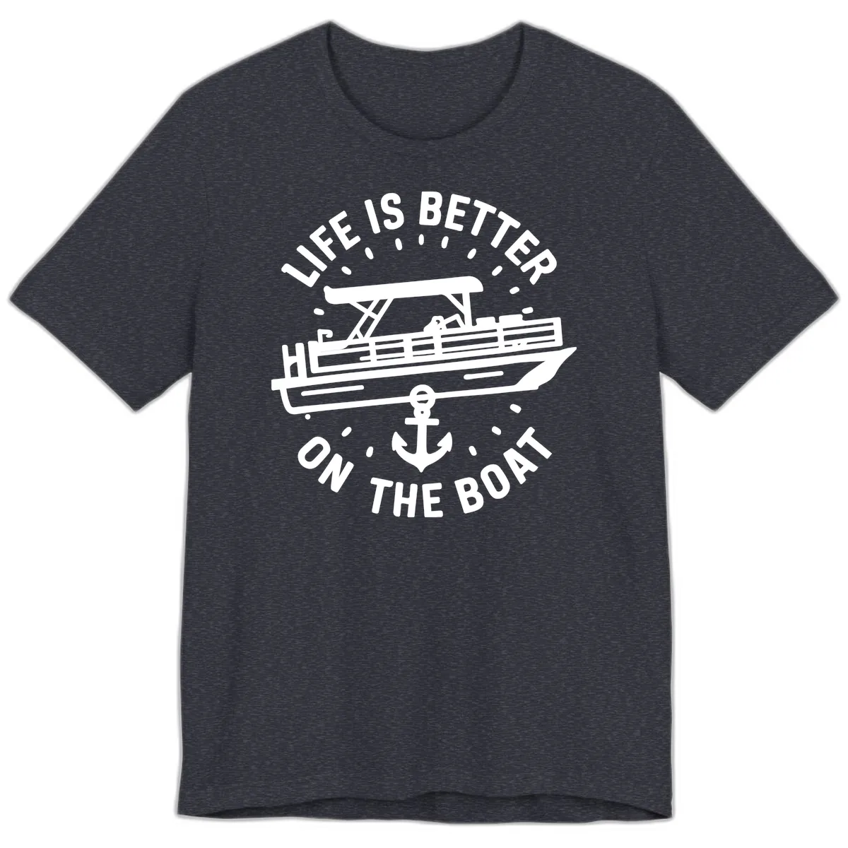 Life Is Better On The Boat Design Premium T-Shirt in Heather Navy