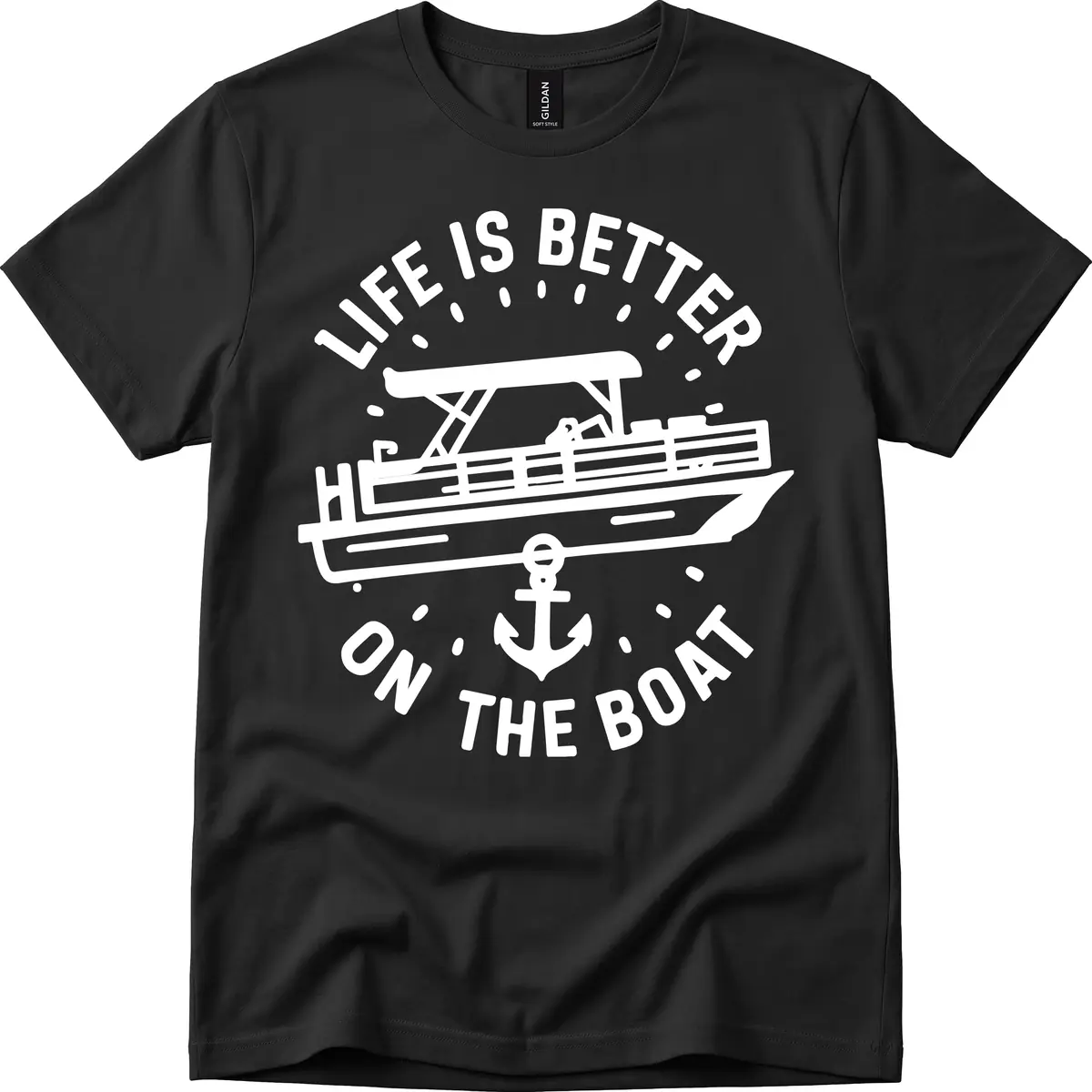 Life Is Better On The Boat Design T-Shirt in Black