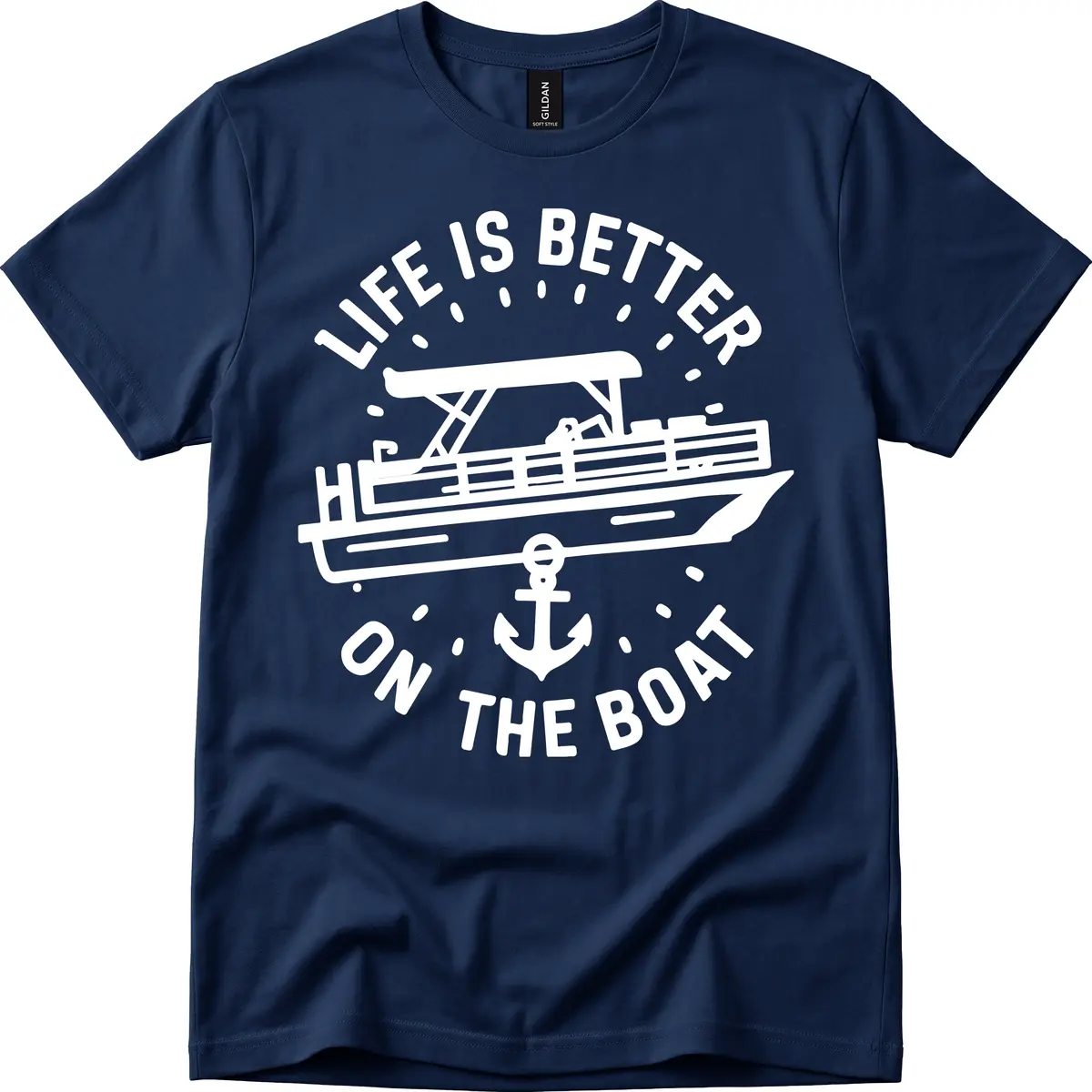 Life Is Better On The Boat Design T-Shirt in Navy