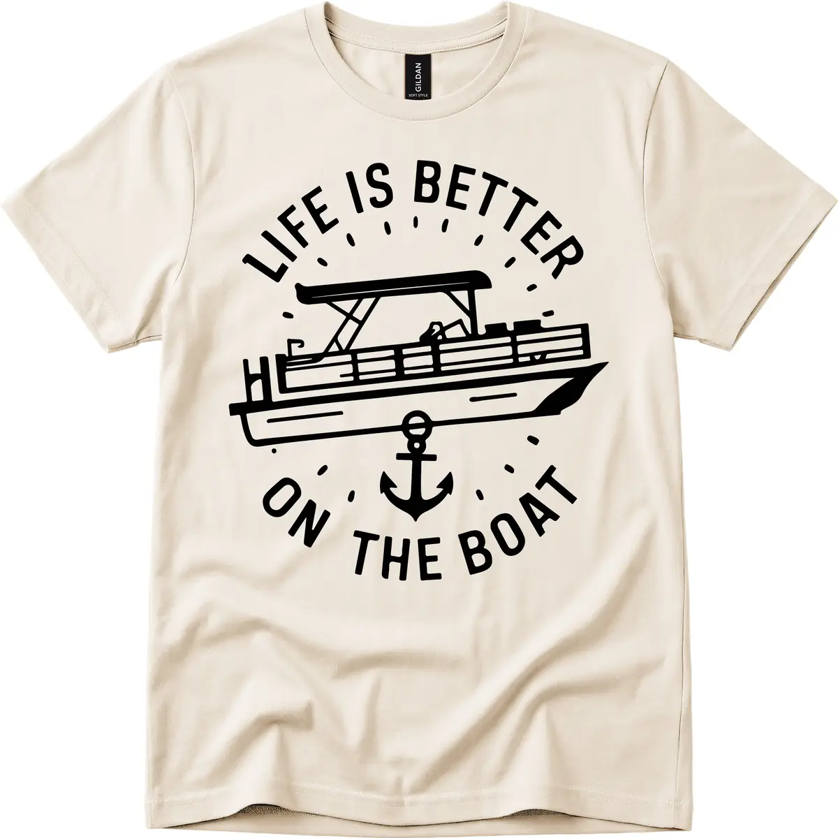 Life Is Better On The Boat Design T-Shirt in Natural