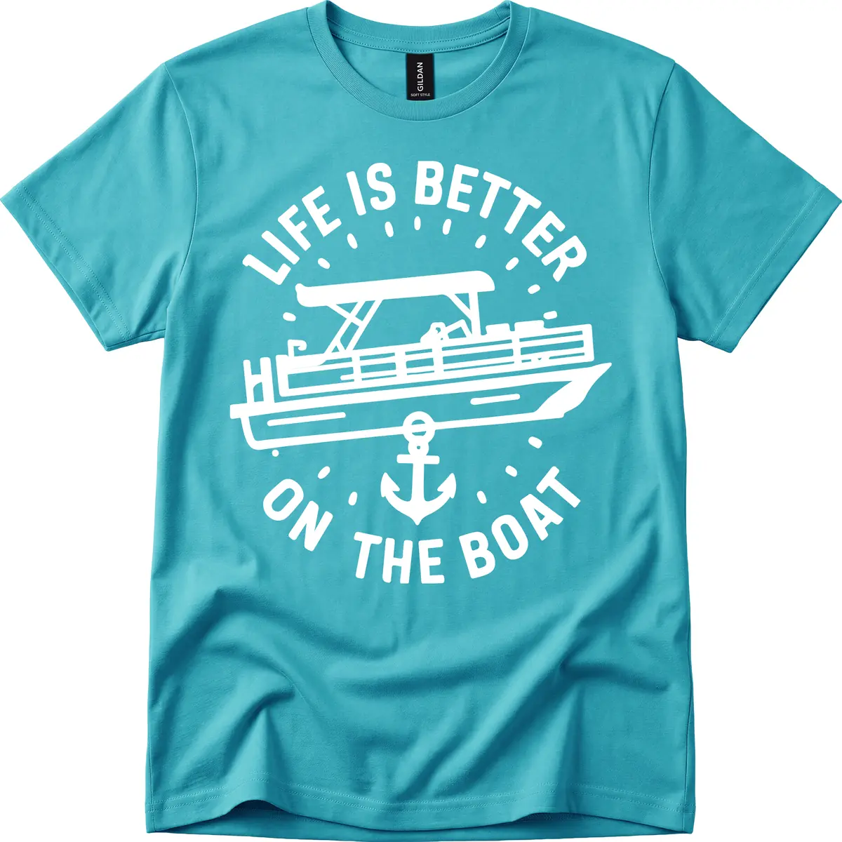 Life Is Better On The Boat Design T-Shirt in Tropical Blue