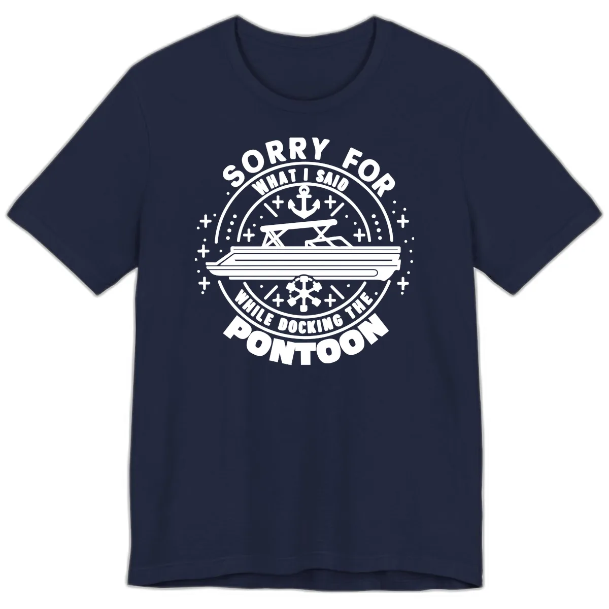 Sorry For What I Said While Docking The Pontoon Premium T-Shirt in Navy