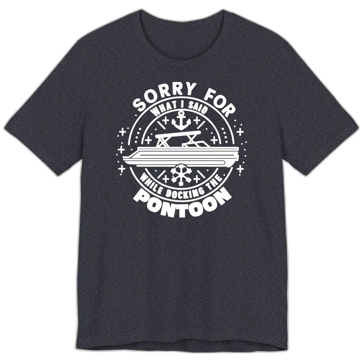Sorry For What I Said While Docking The Pontoon Premium T-Shirt in Heather Navy