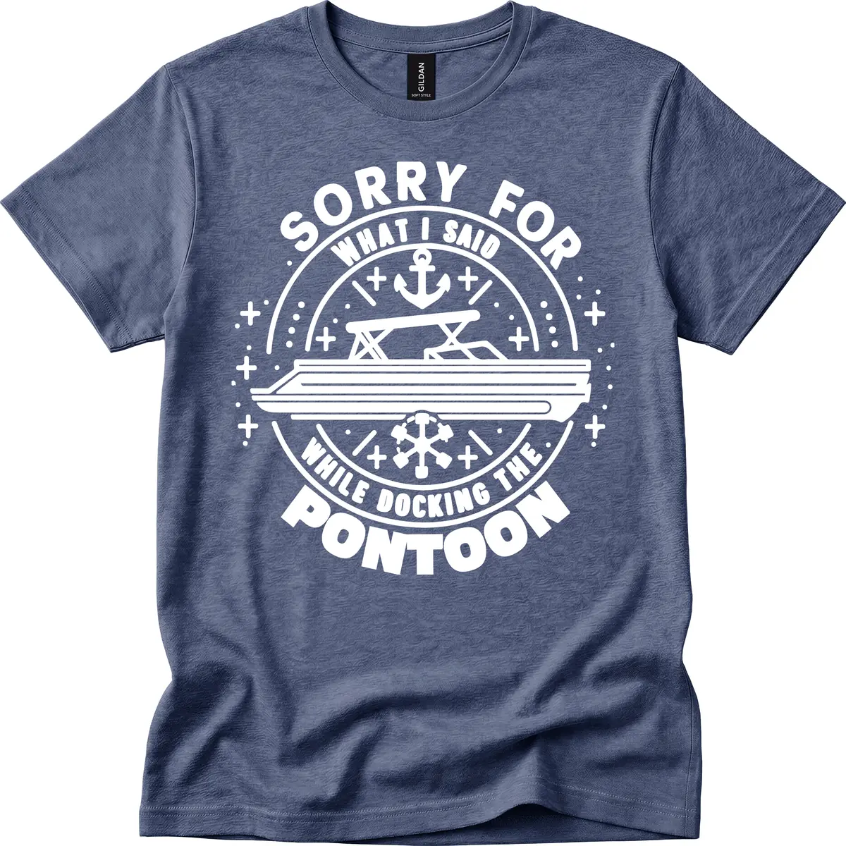 Sorry For What I Said While Docking The Pontoon T-Shirt in Heather Navy