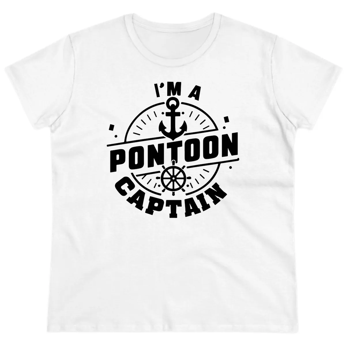 I'm A Pontoon Captain Ladies Tee in White