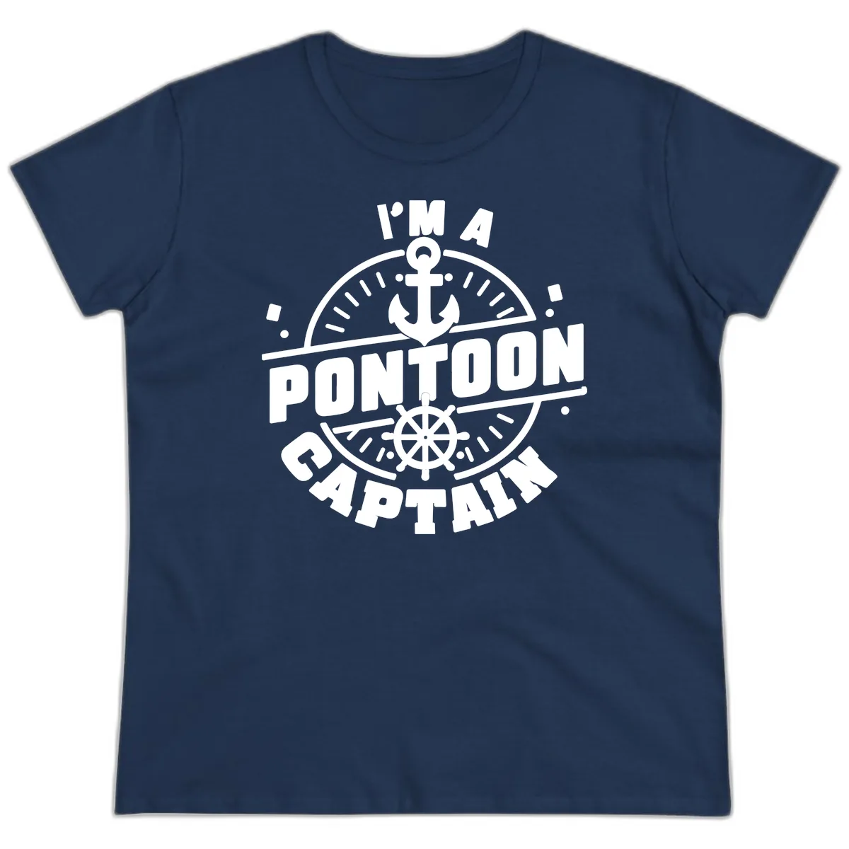 I'm A Pontoon Captain Ladies Tee in Navy